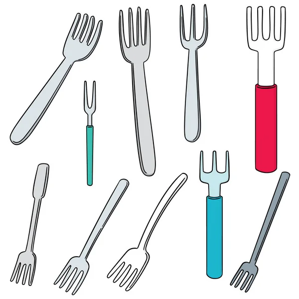 Vector set of fork — Stock Vector