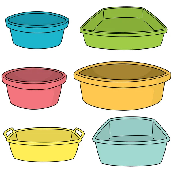 Vector set of plastic basin — Stock Vector