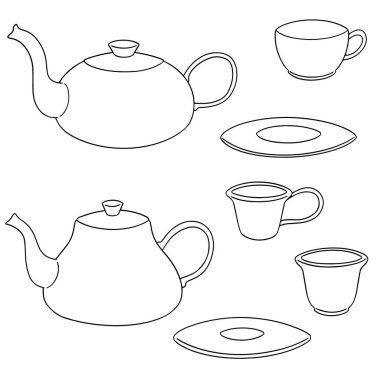vektör set kahve ya da çay seti