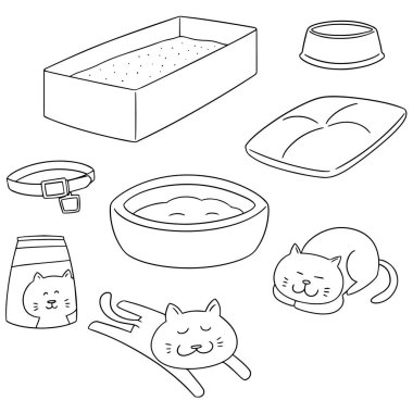 vektör set kedi aksesuarları