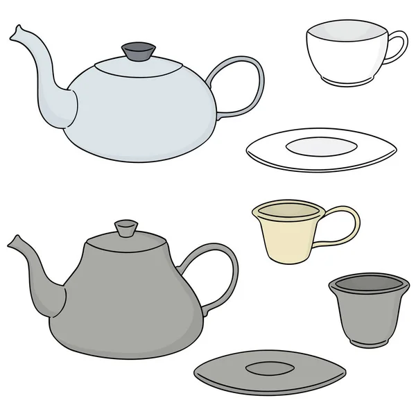 Ensemble vectoriel de café ou de thé — Image vectorielle
