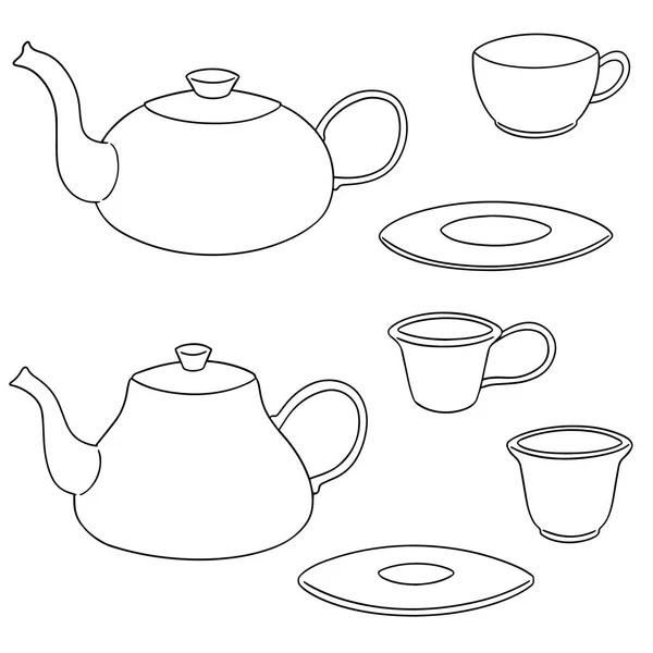 Ensemble vectoriel de café ou de thé — Image vectorielle