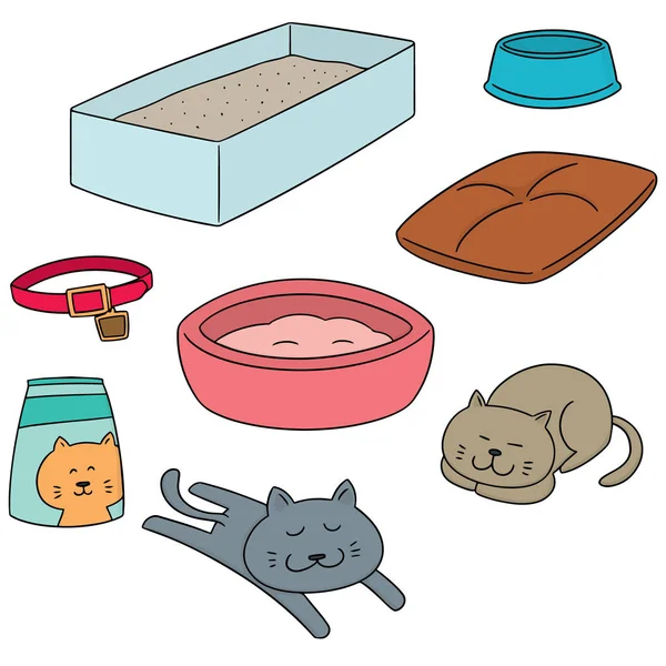Vector conjunto de accesorios para gatos — Vector de stock