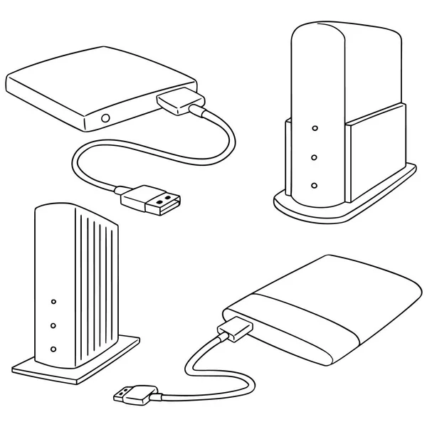 Vector conjunto de dispositivo de almacenamiento — Archivo Imágenes Vectoriales