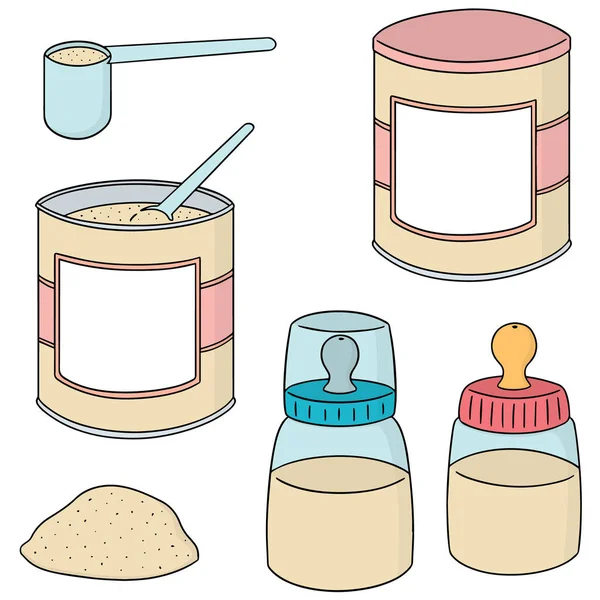 Ensemble vectoriel de lait en poudre — Image vectorielle