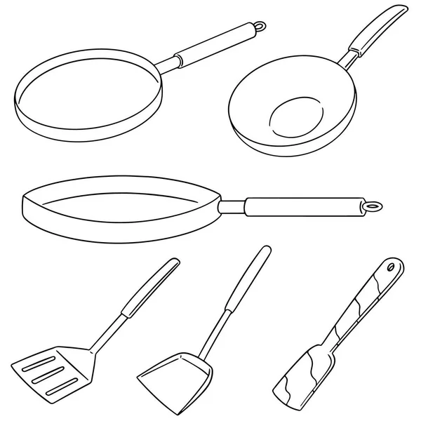 Vector set of pan and flipper — Stock Vector