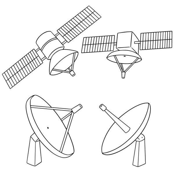 Conjunto vetorial de satélite — Vetor de Stock