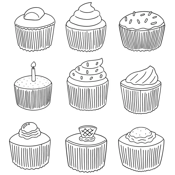 Conjunto de vetores de cupcakes — Vetor de Stock