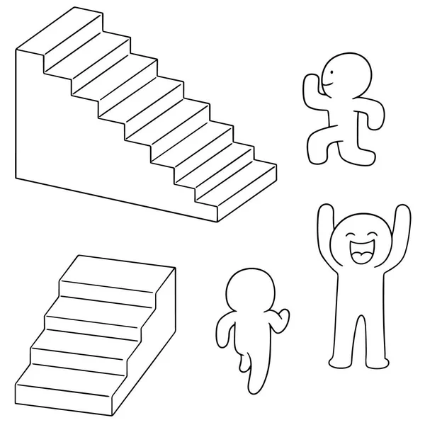 Vector conjunto de personas caminar escaleras arriba — Archivo Imágenes Vectoriales