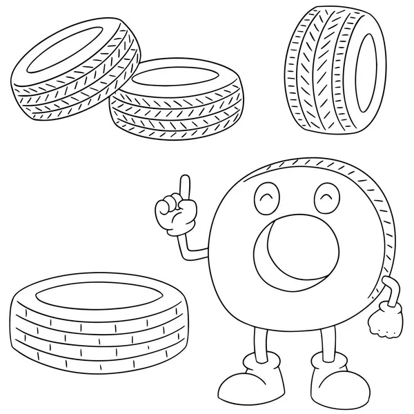 Conjunto vetorial de pneu — Vetor de Stock