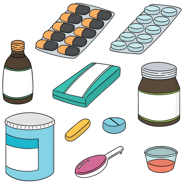 Conjunto vectorial de medicamentos — Archivo Imágenes Vectoriales