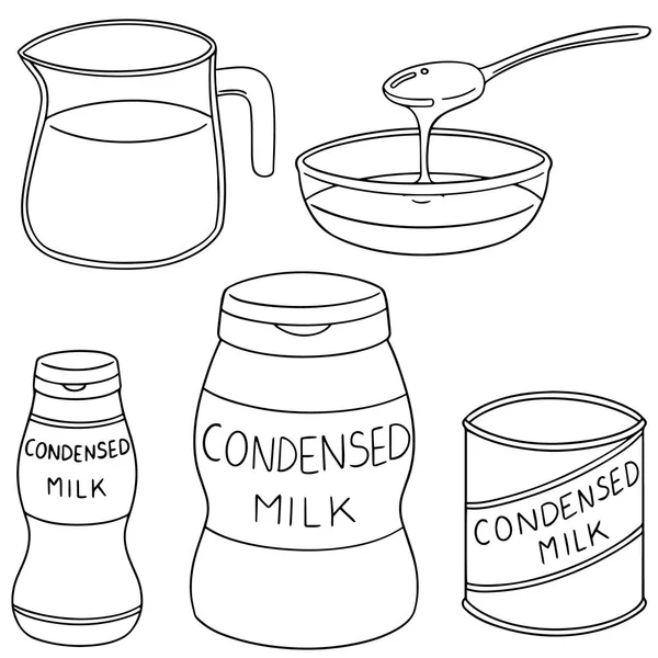 Vector conjunto de leche condensada — Vector de stock