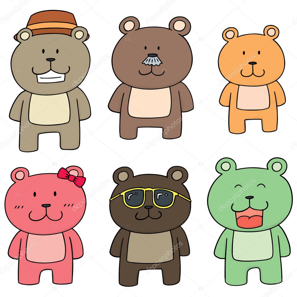 vector set of bear family
