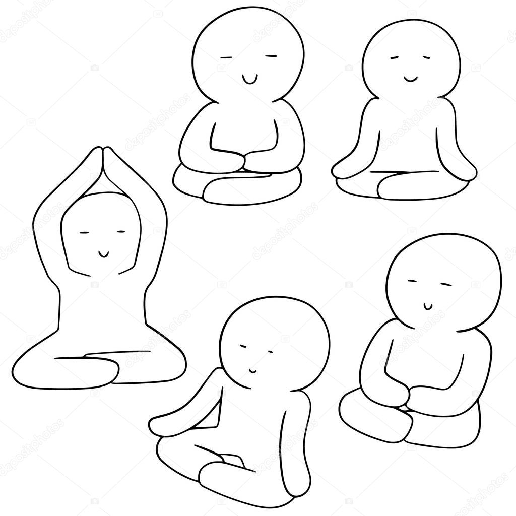 vector set of meditation