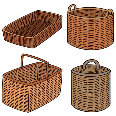 hasır sepet vektör kümesi