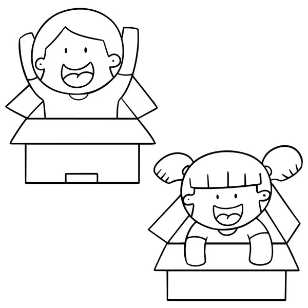 Vector set of children in the box — Stock Vector