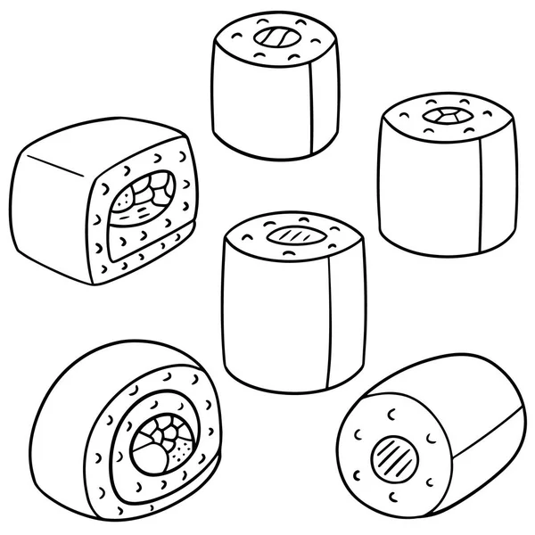 Vector conjunto de rollo de arroz japonés — Archivo Imágenes Vectoriales