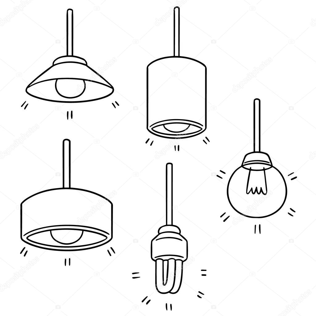 vector set of ceiling lamp
