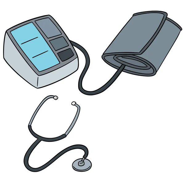 Conjunto vetorial de monitor de pressão arterial e estetoscópio — Vetor de Stock