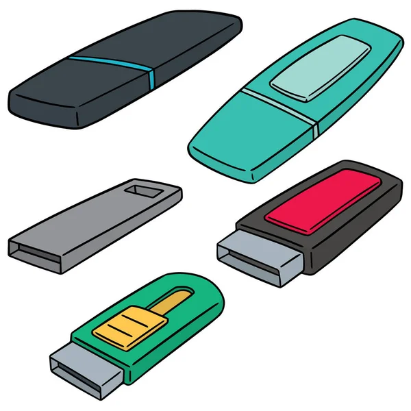 Vetor conjunto de unidade flash USB — Vetor de Stock