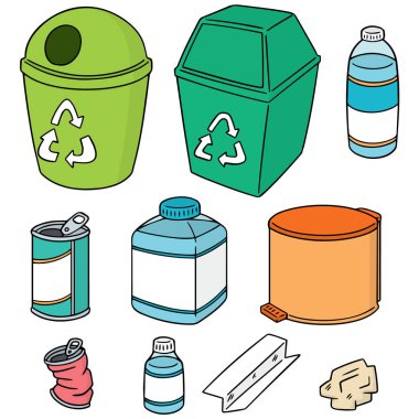 Çöp geri dönüşümü için vektör kümesi