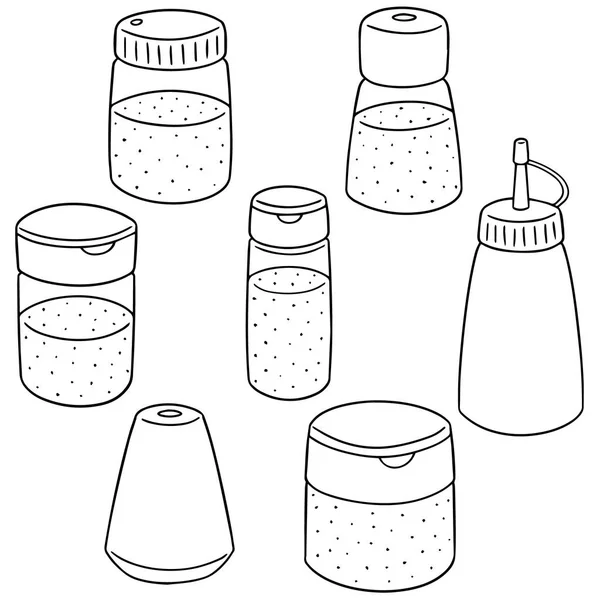 Ensemble vectoriel de bouteille de condiment — Image vectorielle