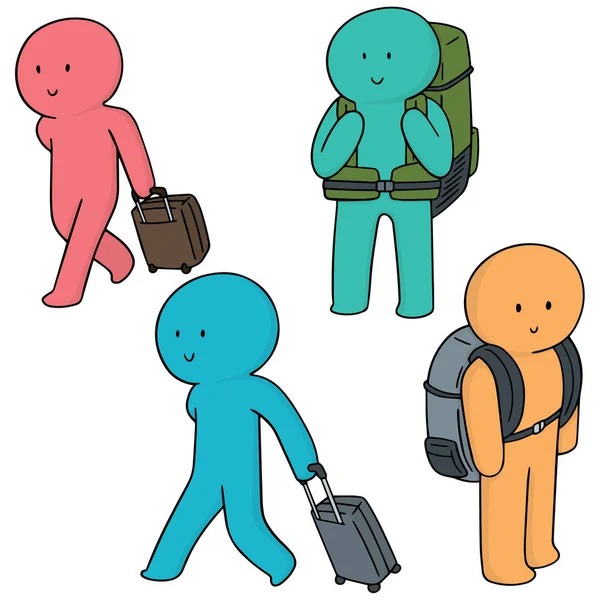 Ensemble vectoriel de touristes — Image vectorielle