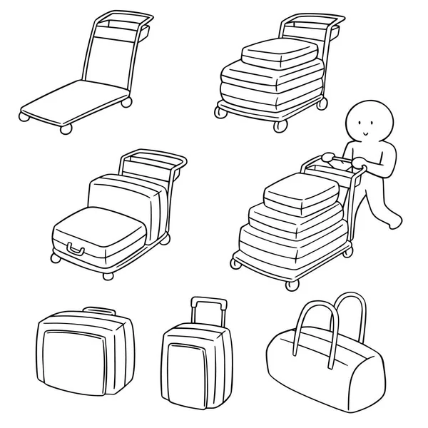 Ensemble vectoriel de chariot à bagages d'aéroport — Image vectorielle