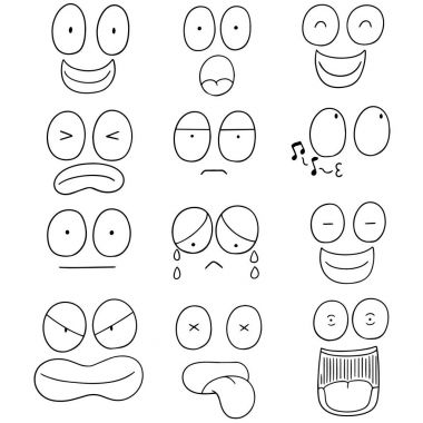 vector set of cartoon face clipart