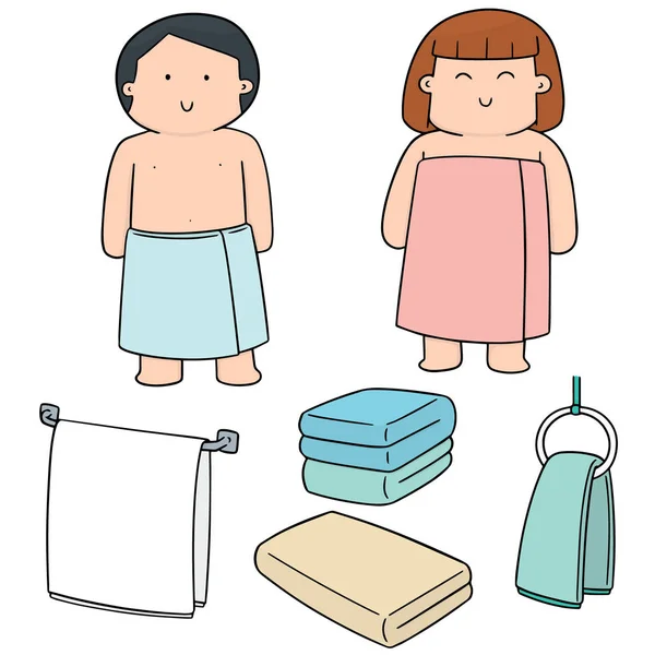 Vector conjunto de personas que usan toalla — Archivo Imágenes Vectoriales