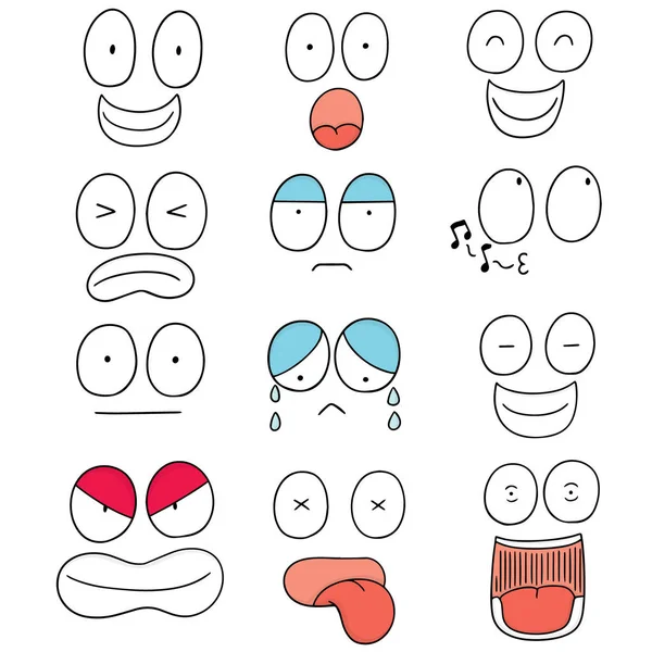 ( 영어 ) A vector set of cartoon face — 스톡 벡터
