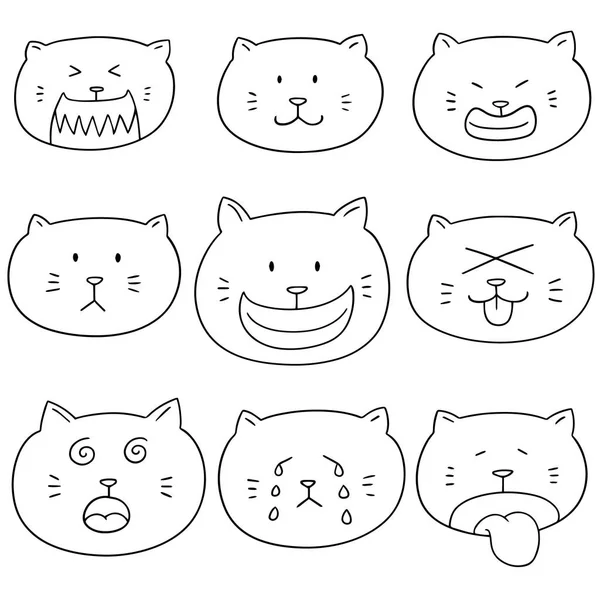 猫顔のベクトルを設定 — ストックベクタ