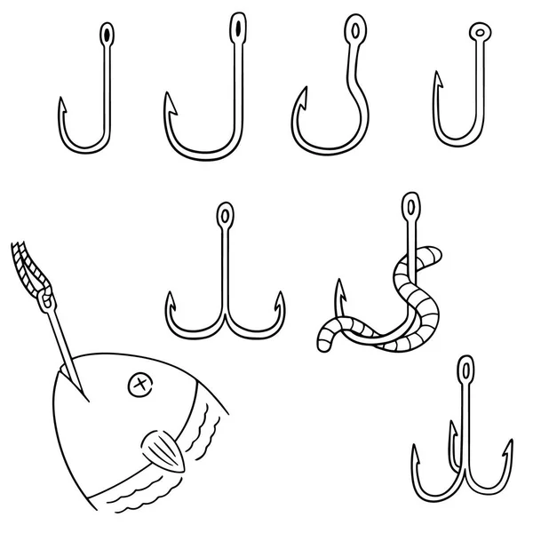 Векторный набор рыболовного крючка — стоковый вектор