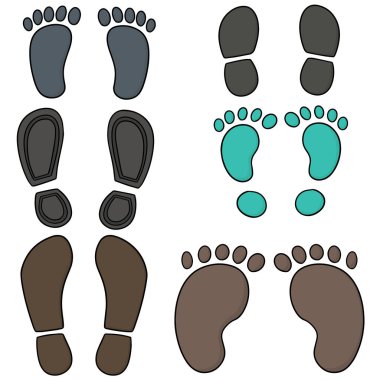 vector set of footprints and shoeprints clipart
