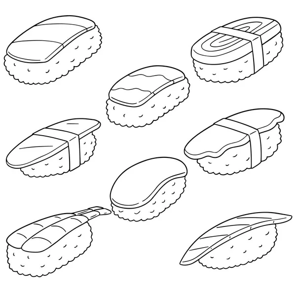 向量集的寿司 （生鱼饭) — 图库矢量图片