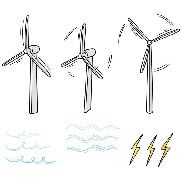 Vector set of wind turbine — Stock Vector