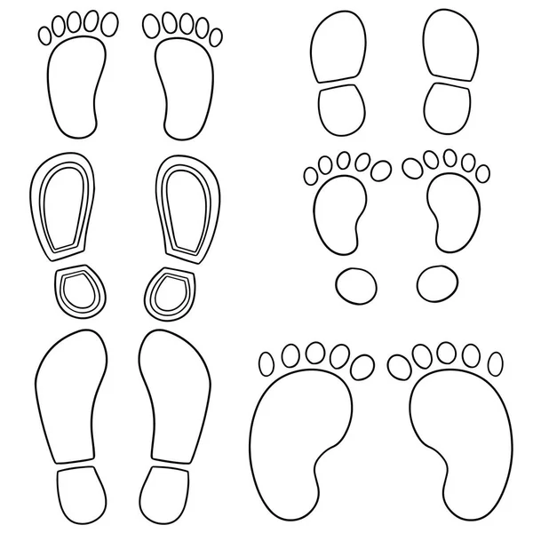 Conjunto de huellas vectoriales y huellas de zapatos — Vector de stock