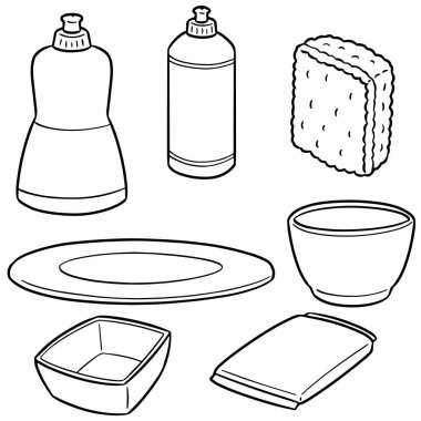 vektör set bulaşık yıkama ekipmanları