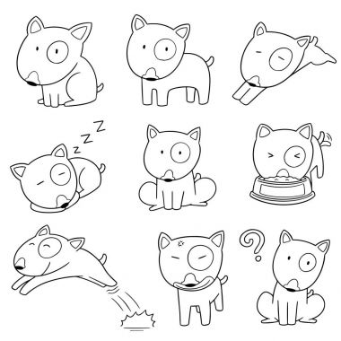 köpek, boğa korkunç vektör kümesi