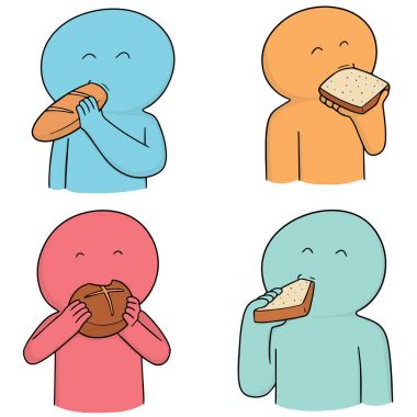 Vector set of people eating bread vector Vector set of people eating bread vector