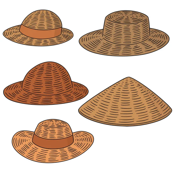 Vector set of straw hat — Stock Vector