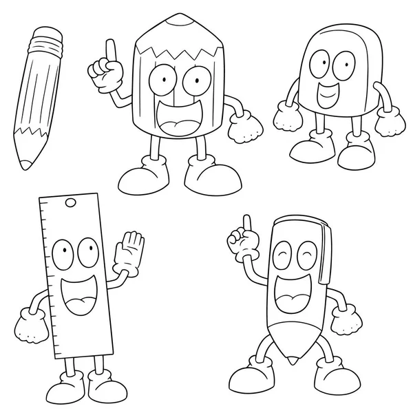 vektör kümesi kalem, kurşun kalem, cetvel ve silgi