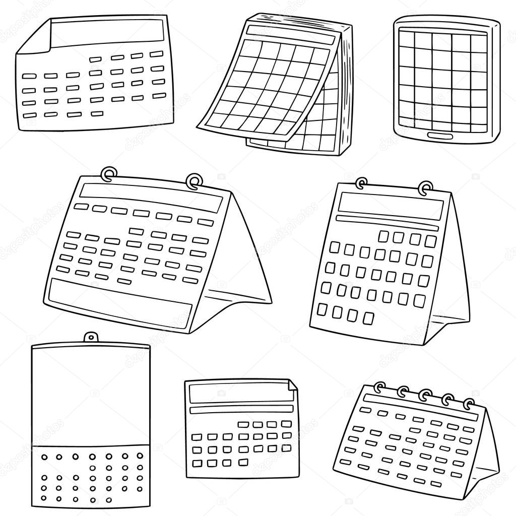 vector set of calendar