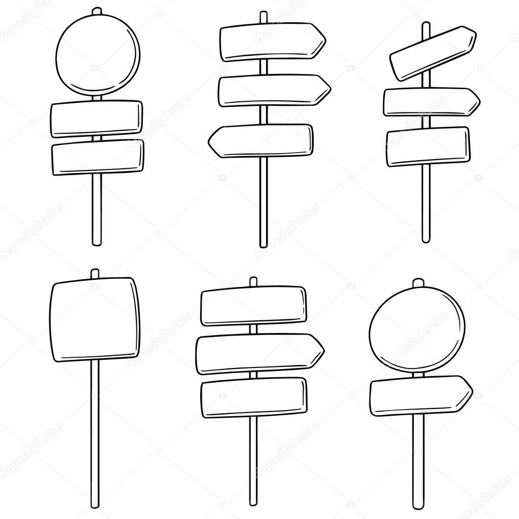 vector set of direction post