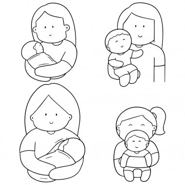 Anne ve çocuk vektör kümesi