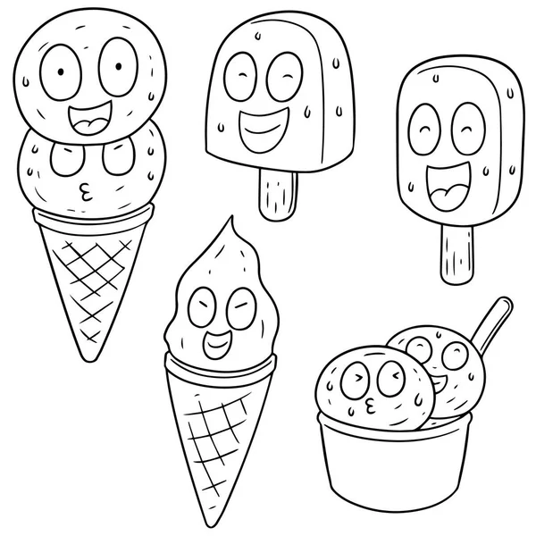 Conjunto vetorial de sorvete — Vetor de Stock