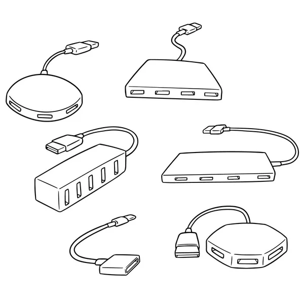 Vector set USB-hub — Stockvector