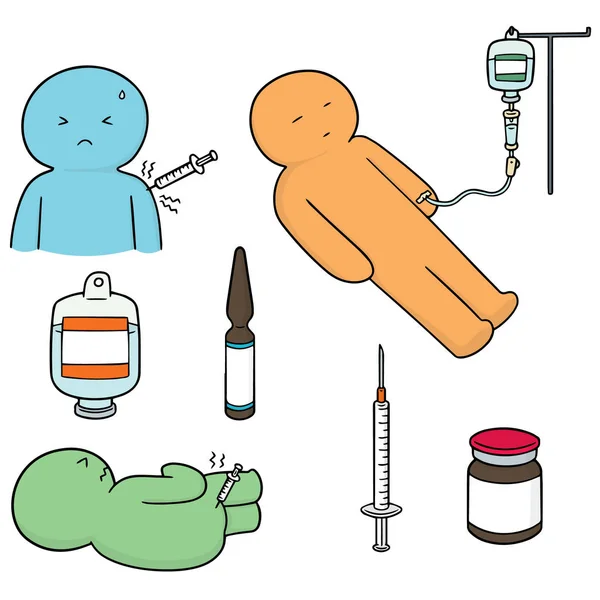 Jeu vectoriel de médicaments injectables — Image vectorielle