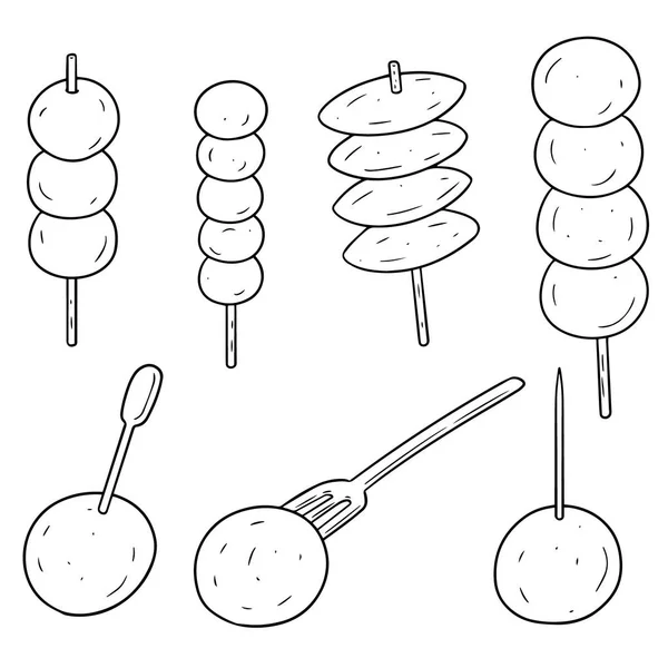 Vector uppsättning Köttbulle, fisk boll, fläsk bollen och räkor bollen — Stock vektor
