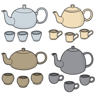 vektör kümesi çay seti